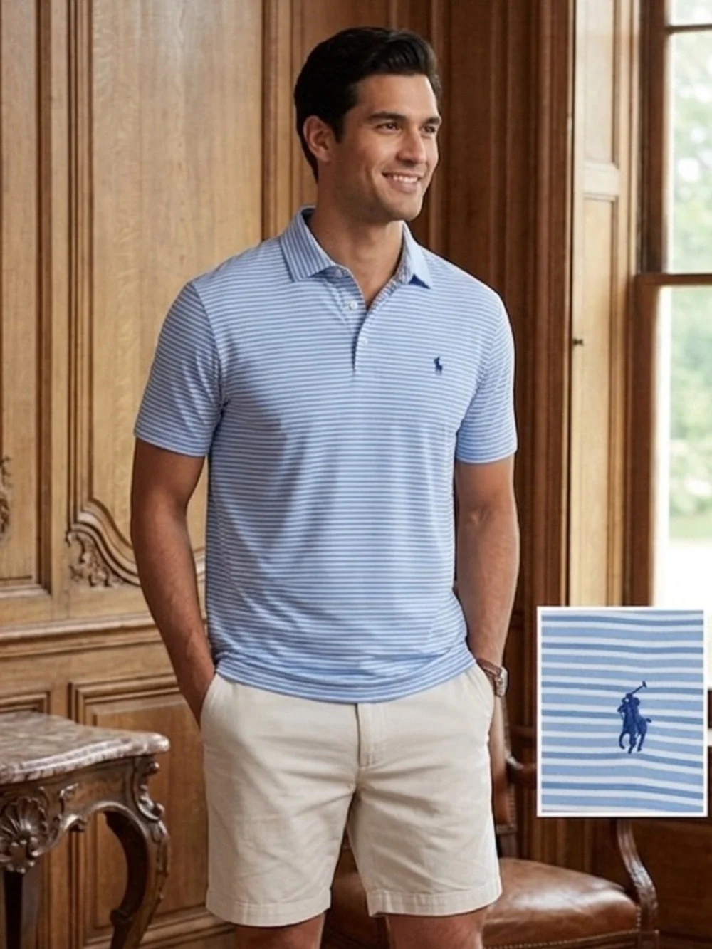 Polo Ralph Lauren Pima Soft Touch Polo Shirt Men's Blue Stripe